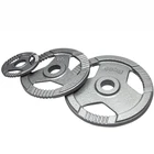 Barbell Standard Olym OP Grey Hammertone Tri Grip Painting Cast Iron weight plate