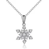 925 Sterling Silver Plated Crystal Cubic Zirconia Snowflake Snow Flower Pendant Necklace