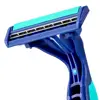 Disposable Razor rubber handle twin blade with lubricant strip