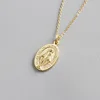 18K gold virgin mary coin pendant necklace