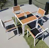 All Weather Outdoor Furniture Aluminum Dining Table Sets Plastic Teak Wood Dining Table and Chair