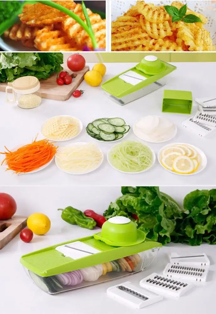 Kitchen Accessories Cooking Multi-functional Fruit Vegetable Cutter Slicer 4 Interchangeable Stainless Steel Blades tools KC1340