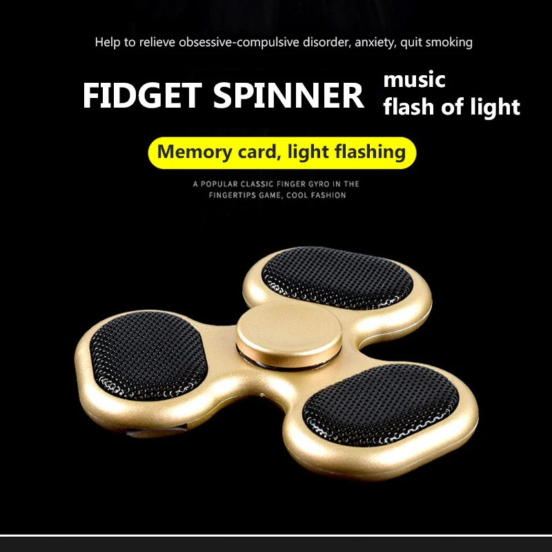 Fidget Bluetooth Spinner speaker with LED light & TF card Player Wireless Music Fingertips Metal Gyro Spinning Decompression Toy - ANKUX.COM