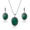 New Design Gemstone Necklace Costume Green Stone Jewelry Set Made In China