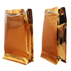 High quality stand up flat bottom foil lined box pouch packaging bags for coffee packing