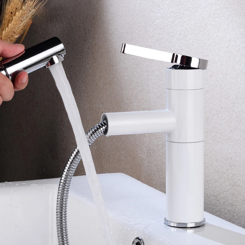 Wholesale Faucet Single Hole Brushed Golds Brass Pull Out Basin Mixer