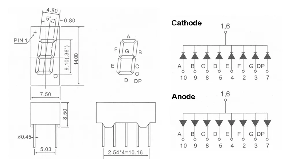 Common anode kem-3641-bs 0.36 inch 7 segment display led digital display 4 digit
