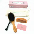 Hot Selling High Quality Oval Wooden Hair Brush Set -Boar Bristle Hair Brush Set for Adult With Hair cleaner Wholesale