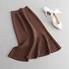 Classic design European style pleated skirt long fishtail knitted skirts for women