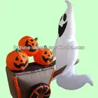 180cmH/6ft inflatable Halloween decoration ghost pushing pumpkin car