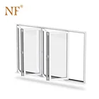 Wall fixed aluminum frame folding bifold bifolding glass door with handles