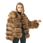 Hot Wholesale Winter Female Clothes Coat Ladies Luxury Raccoon Fur Jackets Women Real Fur Collar Coat
