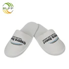 Color embroidery waffle hotel slipper with beaded cloth sole