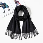 Fashion cashmere black knitted 100% Pashmina scarf for ladies