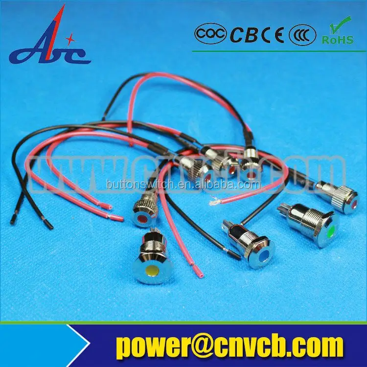 Phone Call Neon Three Phase Led Indicator Lights 10mm 24v Flat