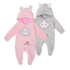 Wholesale Boutique Coral Fleece Baby Romper Cloud Winter Hoodie Romper Baby Girl Clothing