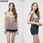 ORHYME New Plain Dyed Short Sleeve Polyester Rayon Spandex Satin Single Jersey Blouse