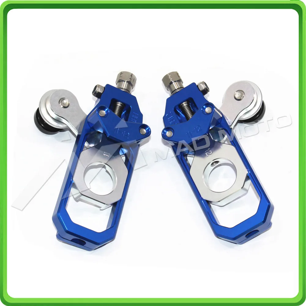 Motorcycle Chain Tensioner Adjuster with bobbins kit for Kawasaki Ninja ZX6R ZX-6R 2005 2006 2007 2008 2009 2010 2011 2012 Blue&Silver (4)
