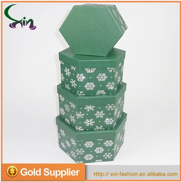 hexagon-shaped 4c printing paper box packaging holiday gift with