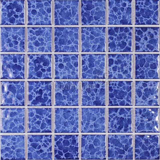 veined blue ceramic mosaic tile& glazed mosaic tile for