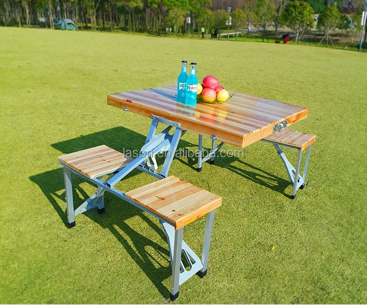 folding camping table with seats