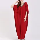 Bulk Wholesale Ladies Dresses Muslim Long Sleeve Beaded Maxi Dress