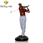 Sport item metal decorative golf ball sculpture custom man play golf brass statue sculpture