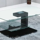 2014 wooden design glass coffee table with wooden base tea table