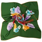 custom printed square twill silk scarf with hand roll hem