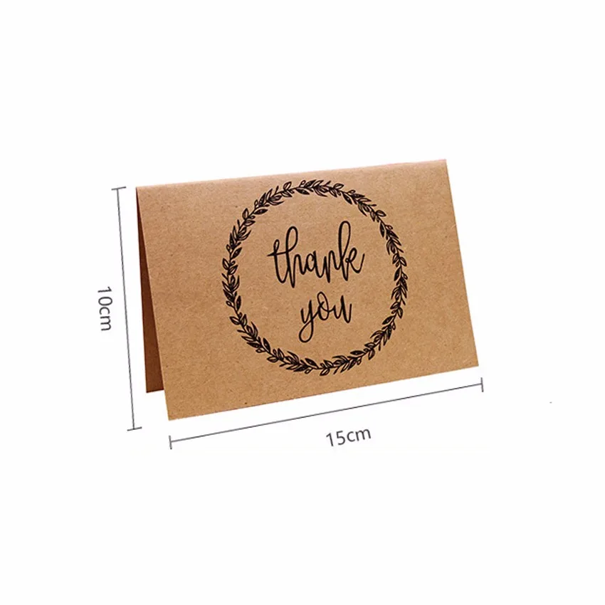 100 custom retro kraft paper thank you cards plus envelopes set