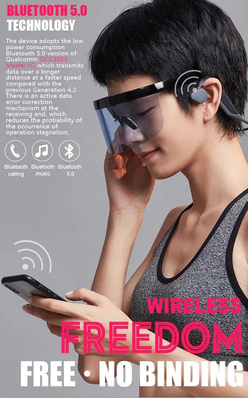 Bone conduction wireless bluetooth headphone with microphone for samsung xiaomi huawei iphone - ANKUX.COM