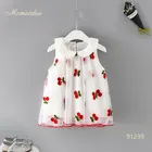 boutique cherry pattern kids lace dress sleeveless o-neck dress girl for summer
