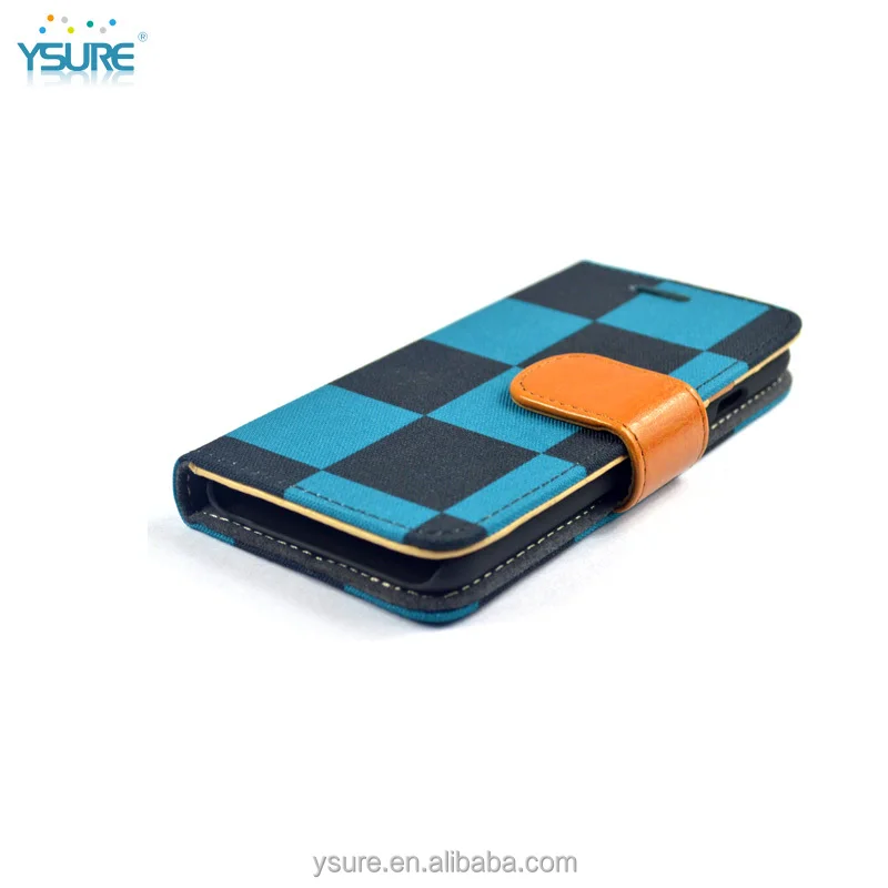 Blue Chess Pattern Fabric Wallet Leather Phone Case For LG G Flex 2 with PVC ID and credit card slots