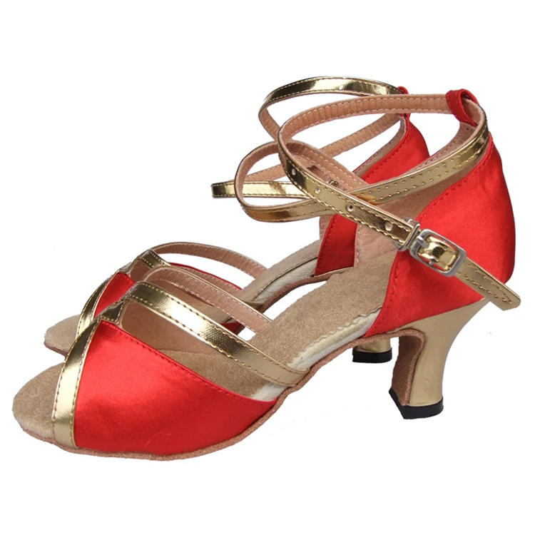 Satin Latin dance shoes female high-heeled shoes Latin square dance shoes adult female Latin dance shoes