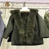 cheap custom winter hot sale warm sheep Wool leather real lining fox fur collar coat for women