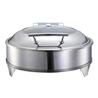 2019Catering buffet stainless steel round hydraulic cheap chafing dish glass lid
