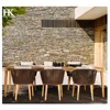 Teak wood garden luxury outdoor woven rope furniture dining chair set