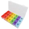 custom plastic pill container luxury month square organizer box pillbox 7 day 21 compartment 3 times a day 31 monthly