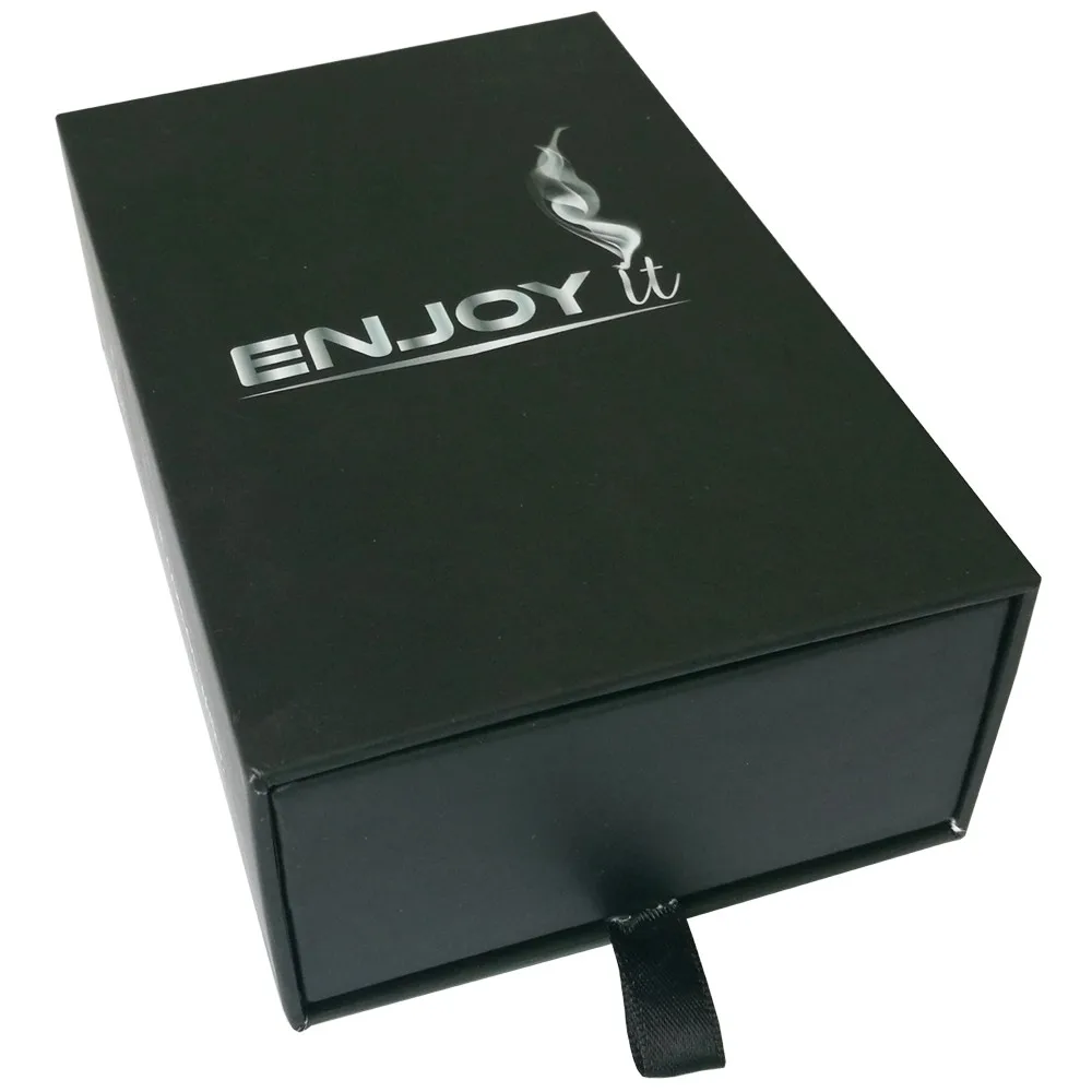 custom black hard cardboard sliding gift paper luxury drawer box