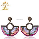 Wholesale Gold Jhumka Women Silk Thread Hoop Earring, New Lady fancy beaded Stud Earring Design Pictures er12487