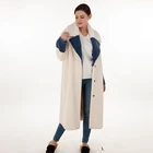 Custom fashion white winter long faux Chamois leather lamb fur coat for women