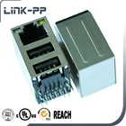 Shielded CAT6 Network Jack Stack USB RJ45 Combo Connector XRJBG7L-1-D22-180 XRJB-S-1-86-Z-K6-202