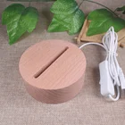Factory Price Nordic Solid Wood Imported Beech 3D Table Battery Light LED Lamp Base etch