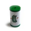 High quality round shape tin coin box, round tin can piggy bank for kids