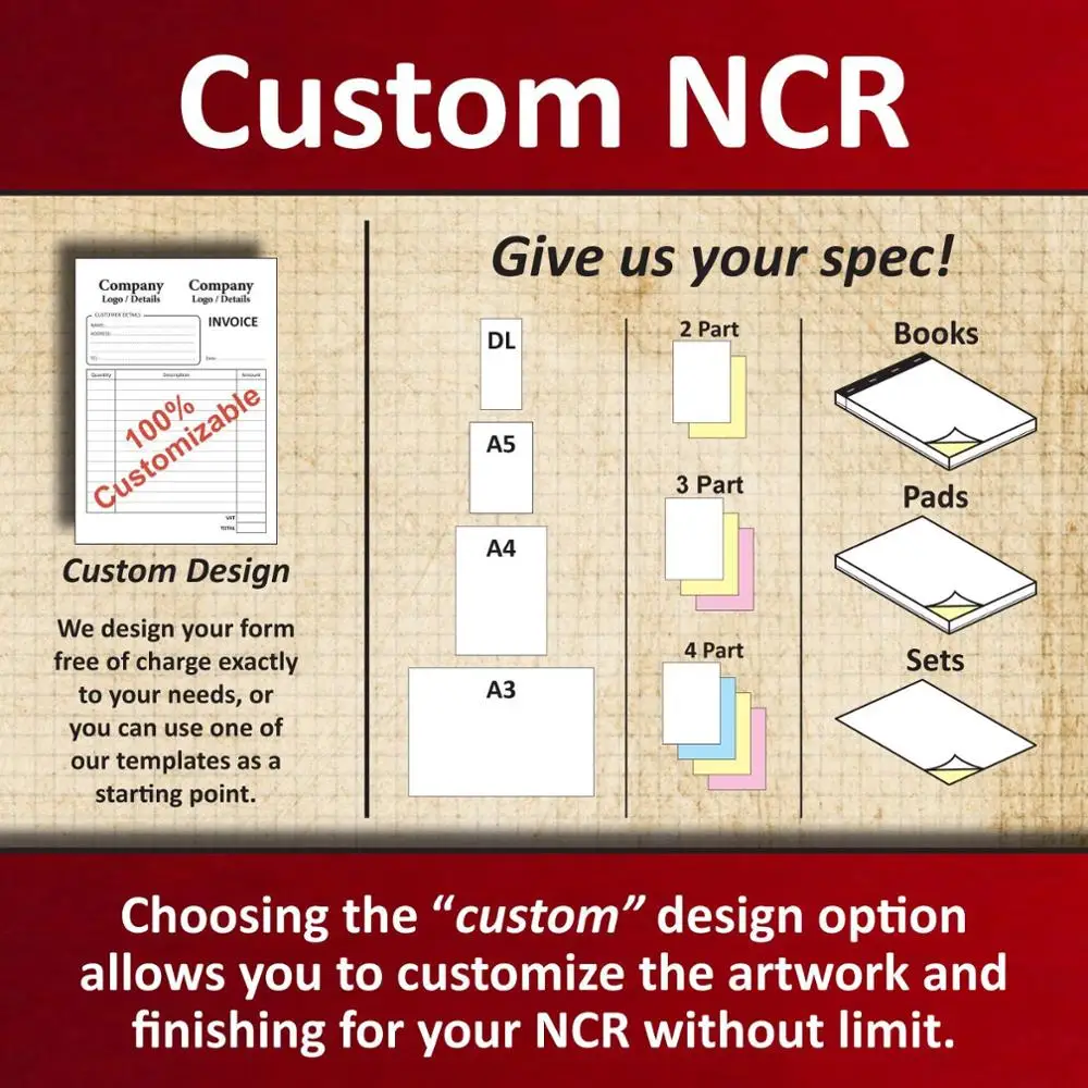 invoice books - no carbon required (ncr) - duplicate/triplicate