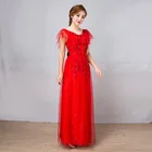 Q033 Slim Sleeves Hot Red Elegant Lce Mother of Bride Dress
