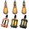 Rose Gold Fabric Cable Plug In Pendant Light E27 Copper Fitting Globe Edison Bulb light fixtures with edison bulbs