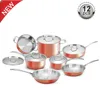 7pcs and 12 pcs stainless steel 3ply copper cookware with high quality