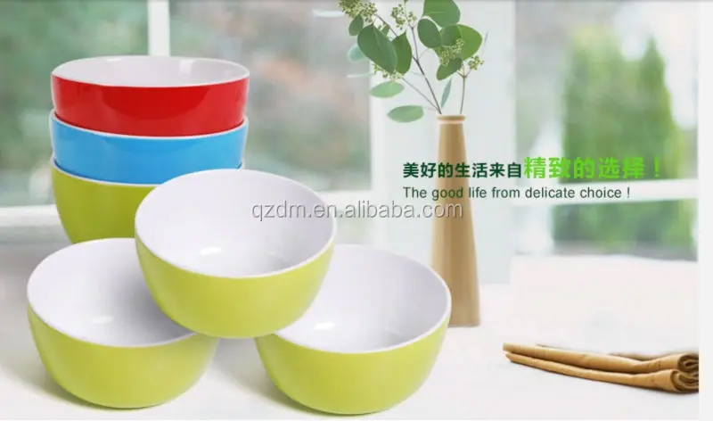 Two Tone Melamine Salad Bowl,Printing Melamine Solid Color Or Two Tone Color Bowl