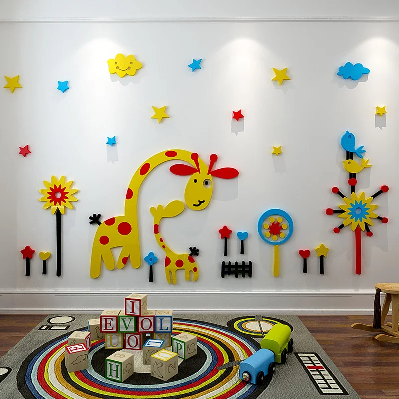 animal giraffe zoo sticker kindergarten kids room home decoration